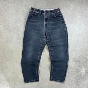 Vintage 90s Lee Jeans Womens Size 12 Petite Black Dark Wash Denim Tapered Fit